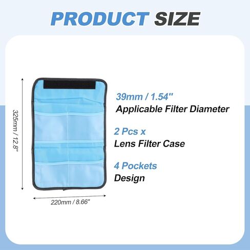 PATIKIL 39mm Lens Filter Case, 2PCS 4 Pockets Camera Filter Carry Bag Nylon Shockproof Camera Filter Lens Protector Pouch for Photography Round Circular Square Filters Storage, Black in Saudi Arabia