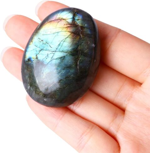 Natural Labradorite Necklace Pendant Healing Crystal Stone Handmade Braided Black Tassel Labradorite Crystal Jewelry for Women Valentine's Day Gift in Kuwait