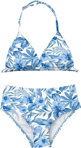 RoseSeek Girls Floral Halter Swimsuit High Waisted Triangle Boho 2 Piece Bikini Bathing Suit Swimwear in Saudi Arabia