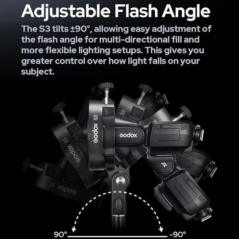 GODOX S3 Speedlite Bowens Mount Flash Holder Bracket for Godox V1 V100 V1Pro V860III TT350 AD100 AD200 AD300 Speedlite Strobe Flashes,S-Type Holder,Precise Tilt Control,S2 Bracket Updated Version in Saudi Arabia