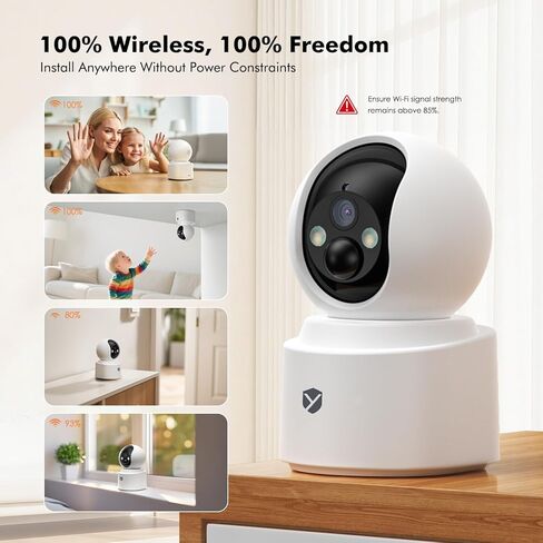 كاميرا داخلية 4MP 2.5K لاسلكية، تعمل ببطارية 6000 مللي أمبير في الساعة، عرض 360 درجة، 5G&2.4G WiFi، رؤية ليلية ملونة، صوت ثنائي الاتجاه، كاميرا أمان للمنزل/الكلاب/الحيوانات الأليفة مع تطبيق الهاتف، كشف الحركة AI، تخزين سحابي/TF in Kuwait