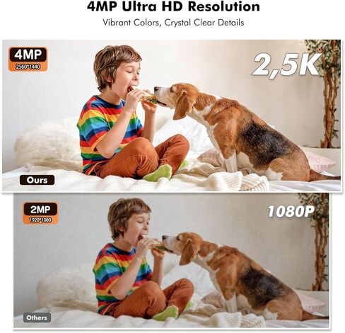 كاميرا داخلية 4MP 2.5K لاسلكية، تعمل ببطارية 6000 مللي أمبير في الساعة، عرض 360 درجة، 5G&2.4G WiFi، رؤية ليلية ملونة، صوت ثنائي الاتجاه، كاميرا أمان للمنزل/الكلاب/الحيوانات الأليفة مع تطبيق الهاتف، كشف الحركة AI، تخزين سحابي/TF in Kuwait
