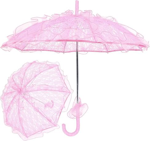 Lace Bridal Umbrella Exquisite Handcrafted Lace Parasol for Wedding Decoration, Photography Supplies (Roseate) in Saudi Arabia