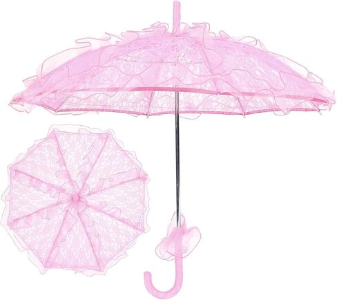 Lace Bridal Umbrella Exquisite Handcrafted Lace Parasol for Wedding Decoration, Photography Supplies (Roseate) in Saudi Arabia