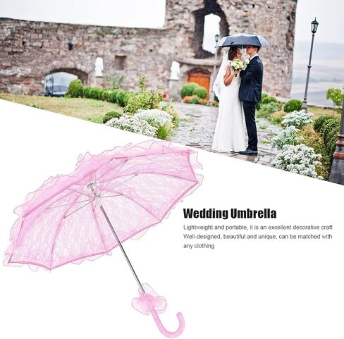 Lace Bridal Umbrella Exquisite Handcrafted Lace Parasol for Wedding Decoration, Photography Supplies (Roseate) in Saudi Arabia