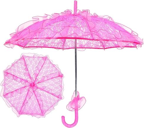 Lace Bridal Umbrella Exquisite Handcrafted Lace Parasol for Wedding Decoration, Photography Supplies (Roseate) in Saudi Arabia