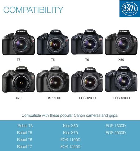 BM Premium 3 عبوات من بطاريات LP-E10 وشاحن بطارية مزدوج الخليج لكاميرات Canon EOS Rebel T3، T5، T6، T7، Kiss X50، Kiss X70، EOS 1100D، EOS 1200D، EOS 1300D، EOS 2000D الرقمية in Kuwait