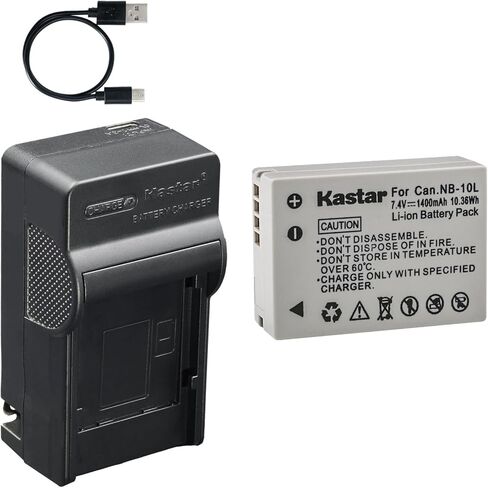 Kastar 1-Pack Battery and AC & USB-C Charger, Compatible with Canon NB-10L NB-10LH Batteries for PowerShot G1 X G3 X G15 G16 SX40 HS SX50 HS SX60 HS Cameras in Saudi Arabia