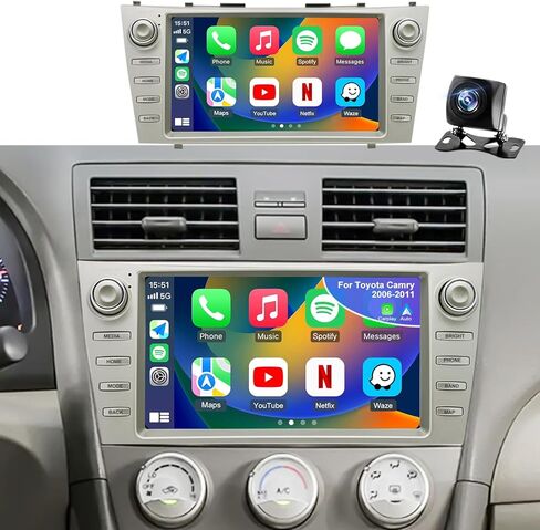 Radio Car Radio to Toyota Camry 2006 2007 2008 2008 2010 2011 ، Upgrade Touch Screen Android 13 Car Stereo ، Carplay Android Auto ، FM GPS WiFi SWC Camera ، وحدة رأس JBL المتوافقة in Kuwait