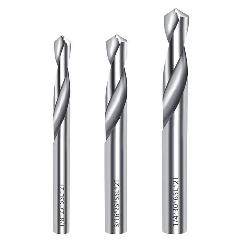 Carbide Drill Bit Set, 1/8" 3/16" 1/4" Solid Carbide Drill Bits, Tungsten Carbide Drill Bit Set for CNC Machines Ideal for Metal Copper Alloy Cast Iron Stainless, 3 PCS in Saudi Arabia