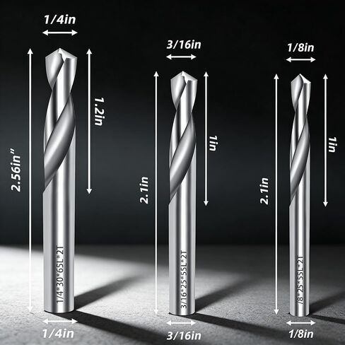 Carbide Drill Bit Set, 1/8" 3/16" 1/4" Solid Carbide Drill Bits, Tungsten Carbide Drill Bit Set for CNC Machines Ideal for Metal Copper Alloy Cast Iron Stainless, 3 PCS in Saudi Arabia