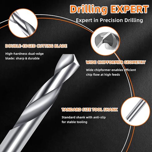 Carbide Drill Bit Set, 1/8" 3/16" 1/4" Solid Carbide Drill Bits, Tungsten Carbide Drill Bit Set for CNC Machines Ideal for Metal Copper Alloy Cast Iron Stainless, 3 PCS in Saudi Arabia
