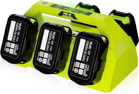 PCG006/P135 استبدال سريع بـ 6 منافذ لشاحن بطارية Ryobi 18 فولت PCG002 PCG004 PCG005 PCG008، متوافق مع بطاريات ليثيوم أيون Ryobi ONE+ 18 فولت P102-P109، PBP002-PBP1104 (لا تتضمن بطارية) in Kuwait