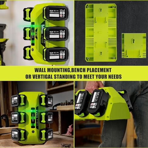 PCG006/P135 استبدال سريع بـ 6 منافذ لشاحن بطارية Ryobi 18 فولت PCG002 PCG004 PCG005 PCG008، متوافق مع بطاريات ليثيوم أيون Ryobi ONE+ 18 فولت P102-P109، PBP002-PBP1104 (لا تتضمن بطارية) in Kuwait