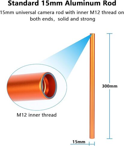 CAMVATE 15mm Aluminum Rod Pair (Orange, 11.8")-3893 in Kuwait