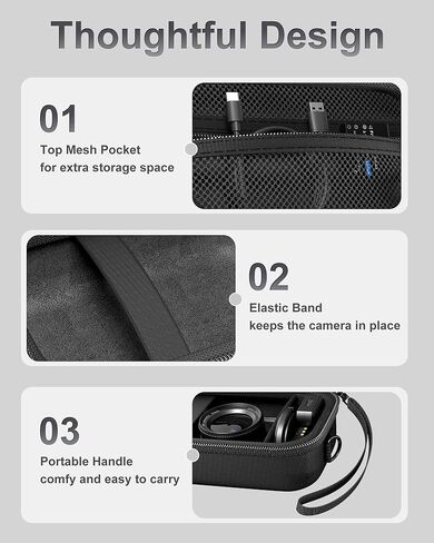 ProCase Hard 4K Digital Camera Case for VJIANGER, JGIPL, Duluvulu, Zostuic, Oiadek, Lecnippy, NIKICAM Camera Accessories, Protective Vlogging Travel Carrying Storage Bag with Shoulder Strap -Black in Saudi Arabia