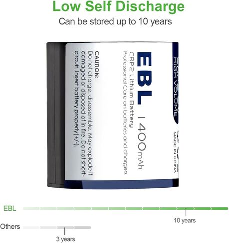 EBL CR-P2 بطارية ليثيوم للصور 6 فولت 1400 مللي أمبير في الساعة، متوافقة مع 223A DL223A EL223AP لوحدات فلاش الكاميرا in Saudi Arabia