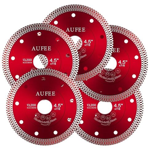 5 Pcs Diamond Saw Blades, 4-1/2'' Tile Cutting Blades for Angle Grinder, Glass Cutting Disc Grinder Blades for Cutting Porcelain Ceramic Granite Marble (Red) in Kuwait
