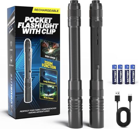 مصباح يدوي مصباح ضوء القلم القابل لإعادة شحنه ، مصابيح كهربائية قابلة للتكبير 800 لتر مع مقطع مزدوج أوضاع مزدوجة مصباح يدوي. in Kuwait