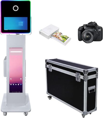 ماكينة كشك تصوير DSLR مقاس 15.6 بوصة مزودة بشاشة LCD تعمل باللمس وكاميرا محمولة كشك تصوير وحقيبة طيران لتعبئة حفلات الزفاف والمناسبات (كشك تصوير + طابعة) in Kuwait