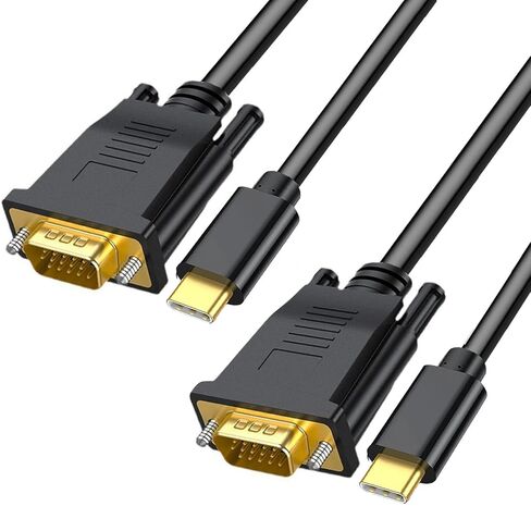 USB C to VGA Cable 6FT, 1080P@60Hz USB Type C to VGA Adapter Video Converter [Thunderbolt 3/4 Compatible] with MacBook Air, iPad Pro, iPhone 15/16, iMac, XPS, Surface etc-Gold-Plated (5) in Saudi Arabia
