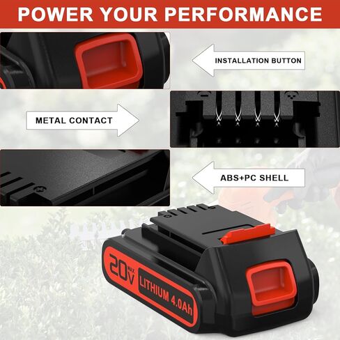 2-Pack Replacement for Black and Decker 20V Lithium Battery, Compatible with 4.0Ah Black and Decker 20V Battery LBXR20 LBX20 LBXR2020 LBXR2520 LB2X4020 for Black&Decker Cordless Power Tools in Kuwait