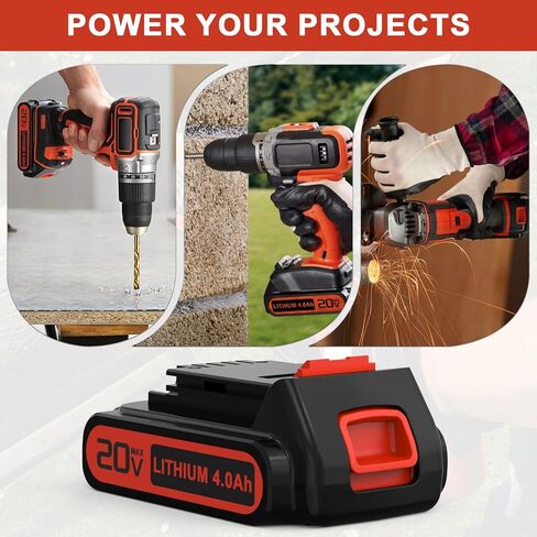 2-Pack Replacement for Black and Decker 20V Lithium Battery, Compatible with 4.0Ah Black and Decker 20V Battery LBXR20 LBX20 LBXR2020 LBXR2520 LB2X4020 for Black&Decker Cordless Power Tools in Kuwait