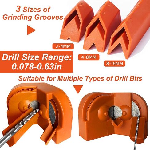 Drill Bit Sharpener,Portable Drill Bit Sharpener,Multipurpose Drill Bit Grinding Sharpener with 4 Grinding Wheels for All Bits(5/64''- 5/8''),Afilador De Brocas,Knife Sharpener Tool (Orange) in Kuwait