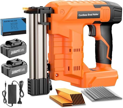 مسدس أظافر لاسلكي مع بطارية 4.0 أمبير × 2، جهاز تثبيت المسامير براد 2 في 1 18 جيجا، 1600 قطعة من المسامير والدبابيس، وضعان للإشعال، مسدس كهربائي لأعمال النجارة، إصلاحات المنزل والأعمال اليدوية in Kuwait