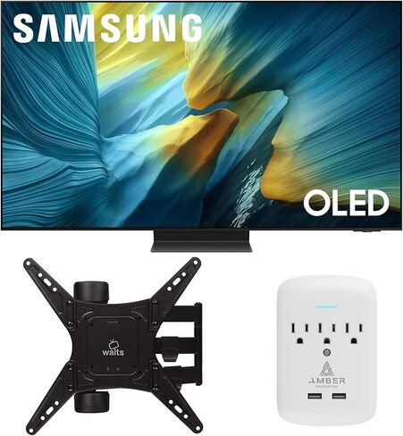 Samsung QN55S95FAFXZA 55 بوصة OLED HDR PRO 4K SMART TV مع جهاز تلفزيون WALTS ثابتة-43-90 مقابل 43 "-98" وحماية Amber Protection 3-Otlet-Surge (2025) in Saudi Arabia