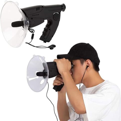 Spy Ear Bionic Listening Device, Long Range Bird Listening, Parabolic Microphone Monocular Telescope with Recording Playback, Black in Saudi Arabia