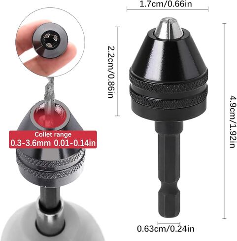 Quick-Change Hex Shank Drill Chuck Adapter Self-Centering 0.3-6.5mm Three-Jaw Drill Bit Holder for Electric Rotary Tools in Saudi Arabia
