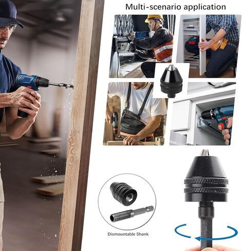 Quick-Change Hex Shank Drill Chuck Adapter Self-Centering 0.3-6.5mm Three-Jaw Drill Bit Holder for Electric Rotary Tools in Saudi Arabia