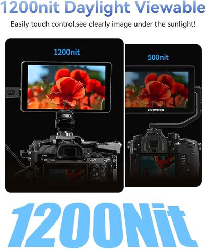 شاشة كاميرا FEELWORLD P6XL 6 بوصة من الألومنيوم عالية السطوع 1200nit Field DSLR بطارية مدمجة 3300 مللي أمبير في الساعة، شاشة LUT ثلاثية الأبعاد مخصصة 1920X1080 IPS 4K 60 هرتز HDMI في مراقبة الشكل الموجي مع ظلة in Kuwait