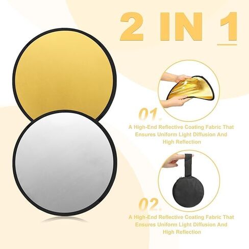 1PC Reflective Panel,Foldable Flash Panel Bag,in Gold and Silver Colors,Suitable for Both Studio and Home Photography Lighting.It Can Be Used On Both Sides and Can Be Folded for Easy Storage. in Saudi Arabia