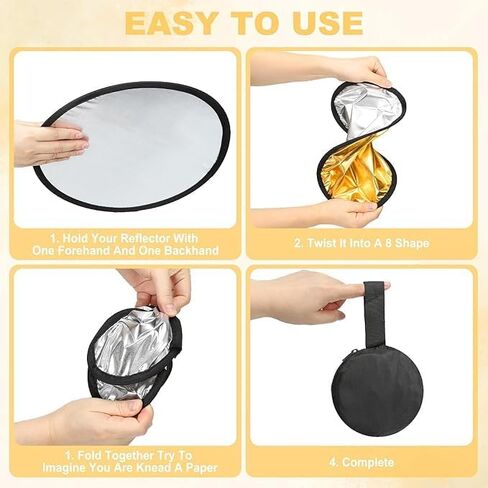 1PC Reflective Panel,Foldable Flash Panel Bag,in Gold and Silver Colors,Suitable for Both Studio and Home Photography Lighting.It Can Be Used On Both Sides and Can Be Folded for Easy Storage. in Saudi Arabia
