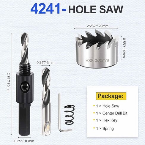25/32" Hole Saw 4241 High Speed Steel - 20mm Hole Cutter - Good for Thin Metal/PVC/Acrylic/Plastic/Wood Board - Silver in Saudi Arabia