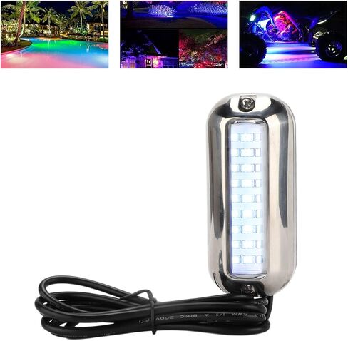 ZJchao الأزرق 27LED مصباح تحت الماء IP68 حافظة معدنية غير قابلة للصدأ Transom مصباح 74LM مشرق ل مركبة بحرية RV in Saudi Arabia
