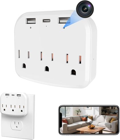 كاميرا WiFi بمنفذ جداري أمني 1080P كاميرا مربية لاسلكية صغيرة - واي فاي ثنائي النطاق - مع وظيفة القوس in Kuwait