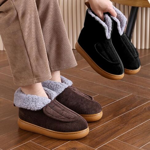JIAHG Women Men’s Adjustable Closure Diabetic Booties Wide Fit Edema Shoes High Ankle Boots for Elderly Swollen Feet in Saudi Arabia