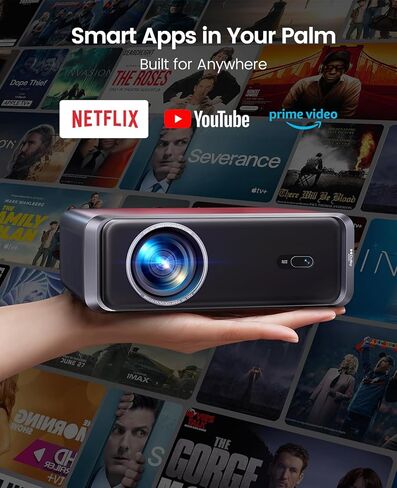 جهاز عرض ذكي لـ Netflix مع WiFi 6 و 2-Way Bluetooth Portable و Small ، 1080p Auto Focus & Keystone Home Theatre ، Portable Movie Projecor in Kuwait