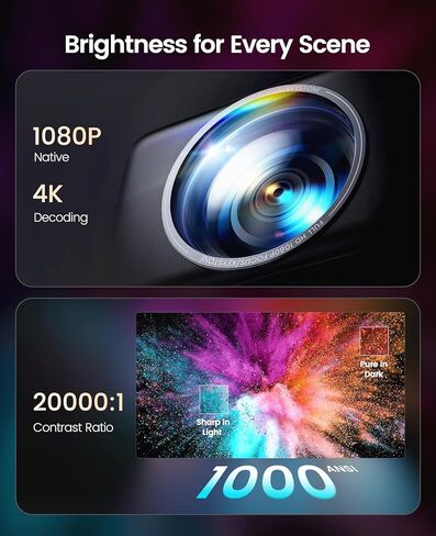 جهاز عرض ذكي لـ Netflix مع WiFi 6 و 2-Way Bluetooth Portable و Small ، 1080p Auto Focus & Keystone Home Theatre ، Portable Movie Projecor in Kuwait