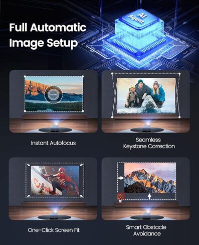 جهاز عرض ذكي لـ Netflix مع WiFi 6 و 2-Way Bluetooth Portable و Small ، 1080p Auto Focus & Keystone Home Theatre ، Portable Movie Projecor in Kuwait