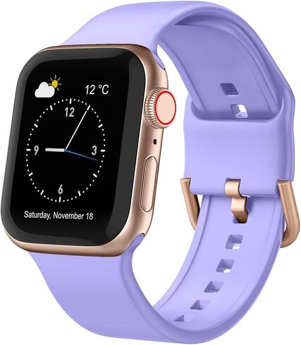 Sport Band Compatible with Apple Watch Bands 49mm 46mm 45mm 44mm 42mm 41mm 40mm 38mm, Soft Silicone Wristband Strap with Classic Clasp for iWatch Series 10 9 Ultra SE 8 7 6 5 4 3 2 1 for Women Men in Kuwait