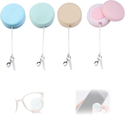 4-Pack Macaron Phone Screen Cleaner, Portable Screen and Eyeglass Brush Cleaner, Washable Double-Sided Screen Cleaner, Suitable for Glasses, Mobile Phones and Computers（Pink/Green/Blue/Khaki in Kuwait