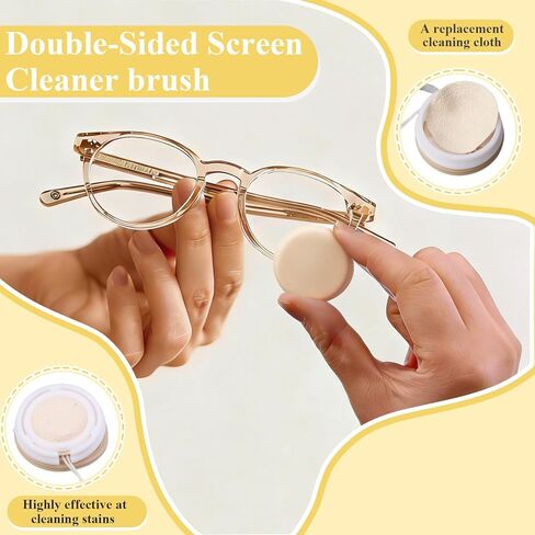 4-Pack Macaron Phone Screen Cleaner, Portable Screen and Eyeglass Brush Cleaner, Washable Double-Sided Screen Cleaner, Suitable for Glasses, Mobile Phones and Computers（Pink/Green/Blue/Khaki in Kuwait