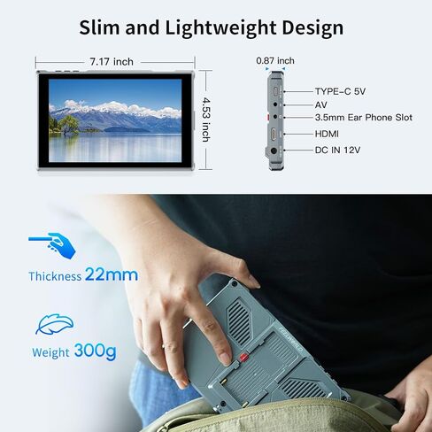 شاشة لمس FEELWORLD FW759 Pro مقاس 7 بوصات IPS تعمل باللمس بدقة 1280 × 800 تدعم شاشة الكاميرا الميدانية 4K HDMI وإشارات AV DSLR على شاشة الكاميرا مع حقيبة حمل، وحزمة بطارية F750 in Saudi Arabia