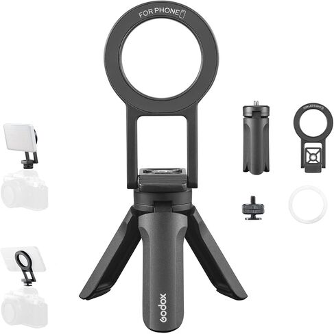 GODOX حامل هاتف مغناطيسي قابل للطي ثنائي الجانب حامل ثلاثي القوائم مع مغناطيس N52 تصميم محمول متعدد المواضع لملحقات الكاميرا الخفيفة 12-17 MA5R in Saudi Arabia