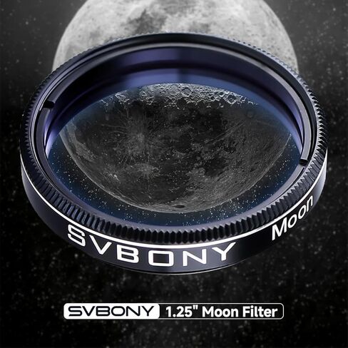 فلتر SVBONY Moon، فلتر تلسكوب 1.25 بوصة، زجاج بصري، غطاء من الألومنيوم مع عدسة عينية بزاوية واسعة جدًا 68 درجة 6 مم in Kuwait