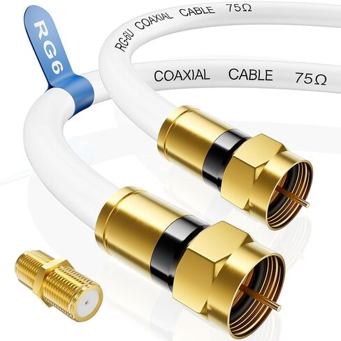 RG6 Coaxial Cable, 3FT 6FT 10FT 15FT 25FT 50FT 100FT Coax Cable Cord with Gold F-Type Connector, High Speed Internet, Digital TV Aerial for HDTV, Satellite, Antenna, Modem with Extender- 3ft in Saudi Arabia